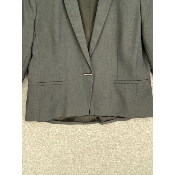 T Tahari Blazer Jacket Womens 8 Black Wool Lined Career Long Sleeve Collared - Picture 7 of 16